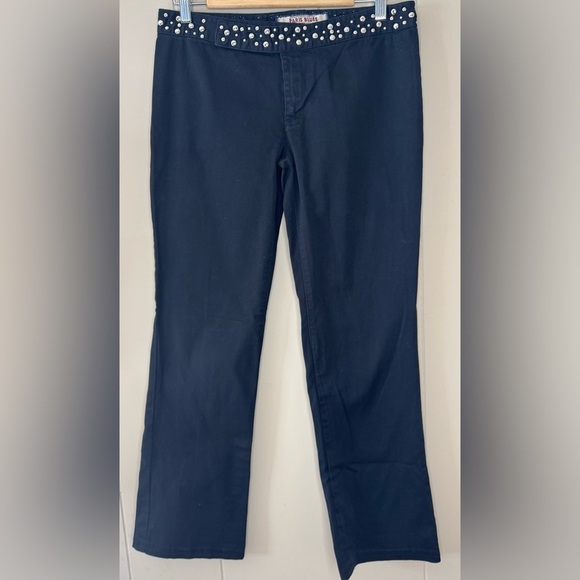 VTG Y2K Paris Blues Studded Waist Boot Cut Black Jeans Pants Jr Size 9 - Picture 2 of 11
